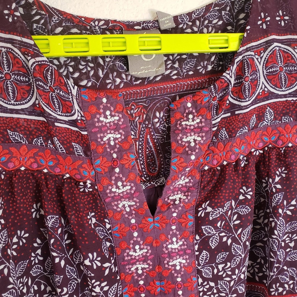 Anthropologie One September Vella Size Medium Mini Dress Tunic Boho Peasant - Picture 3 of 11